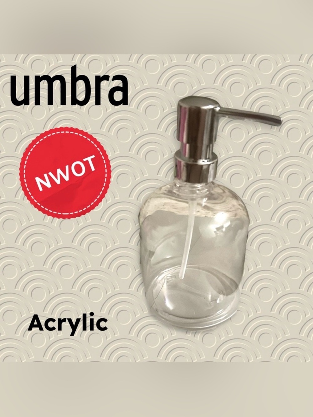 🇨🇦🆕NWOT UMBRA | 500 ml | Versatile Clear Acrylic soap Dispenser Silver Pump